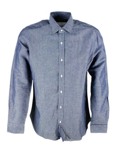 Camicia In Lino E Cotone Con Bottoni