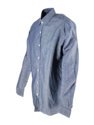 Camicia In Lino E Cotone Con Bottoni