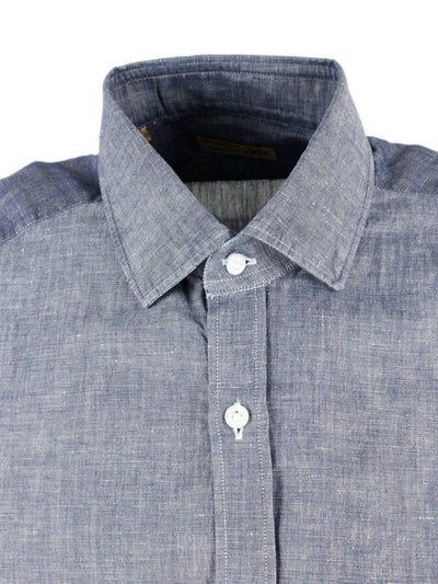 Camicia In Lino E Cotone Con Bottoni