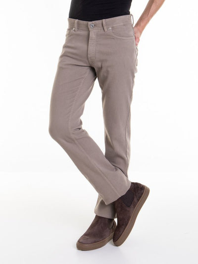 Jeans Beige In Cotone Elasticizzato