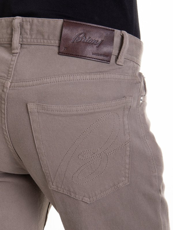 Jeans Beige In Cotone Elasticizzato