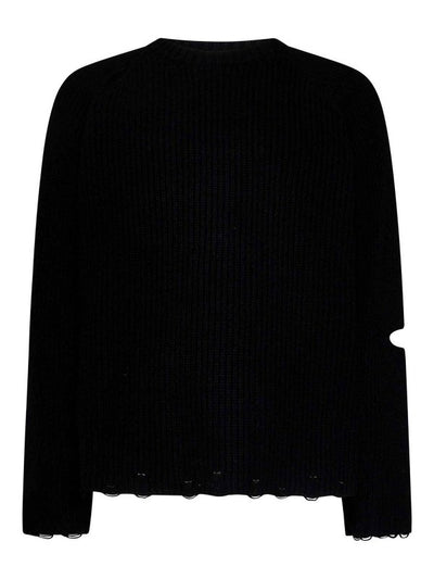 Maglione Girocollo Nero In Lana