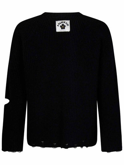 Maglione Girocollo Nero In Lana