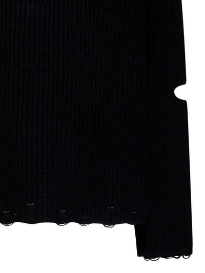 Maglione Girocollo Nero In Lana