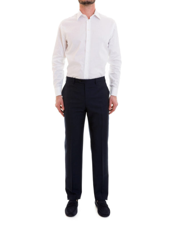 Pantaloni Sartoriali In Lana Blu