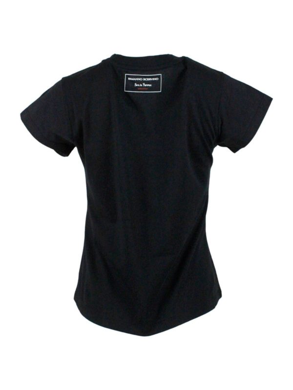 T-shirt Con Strass Applicati Nera