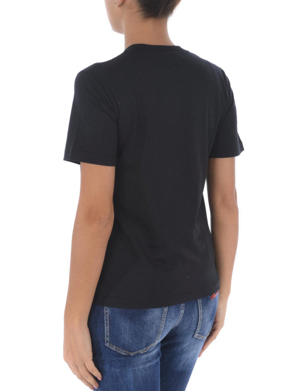 T-shirt In Cotone Nero Con Logo Frontale