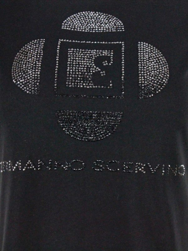 T-shirt Con Strass Applicati Nera