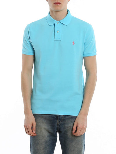 Polo In Cotone Slim Azzurra