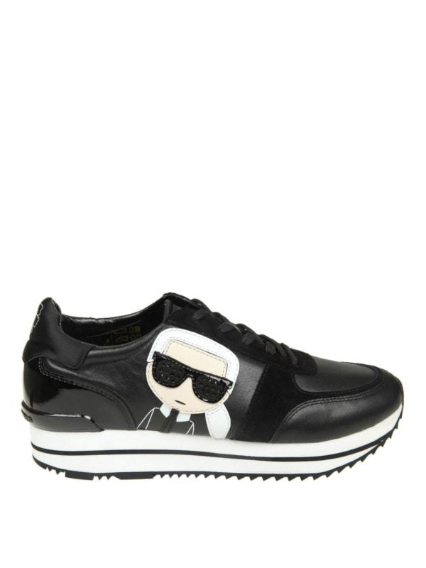 Sneaker In Pelle E Camoscio Con Patch Karl