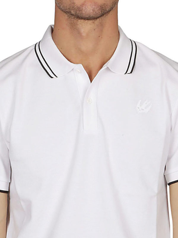 Polo Bianca In Cotone Con Ricamo Swallow