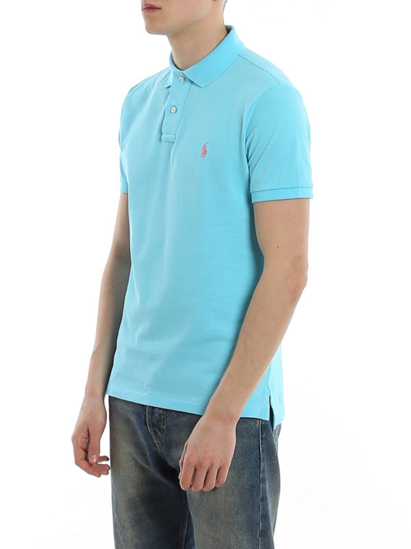Polo In Cotone Slim Azzurra