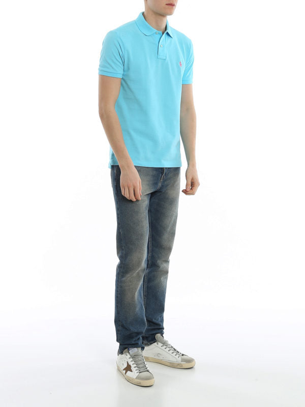 Polo In Cotone Slim Azzurra