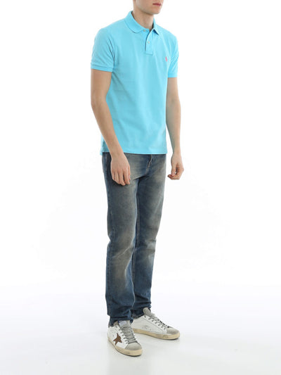 Polo In Cotone Slim Azzurra
