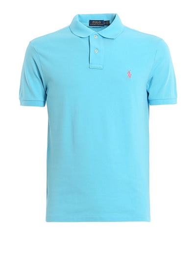 Polo In Cotone Slim Azzurra